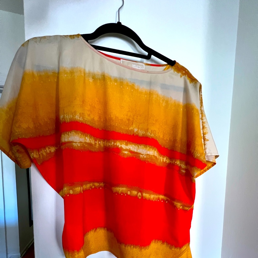 Michael Kors short sleeve crop top with wide tie